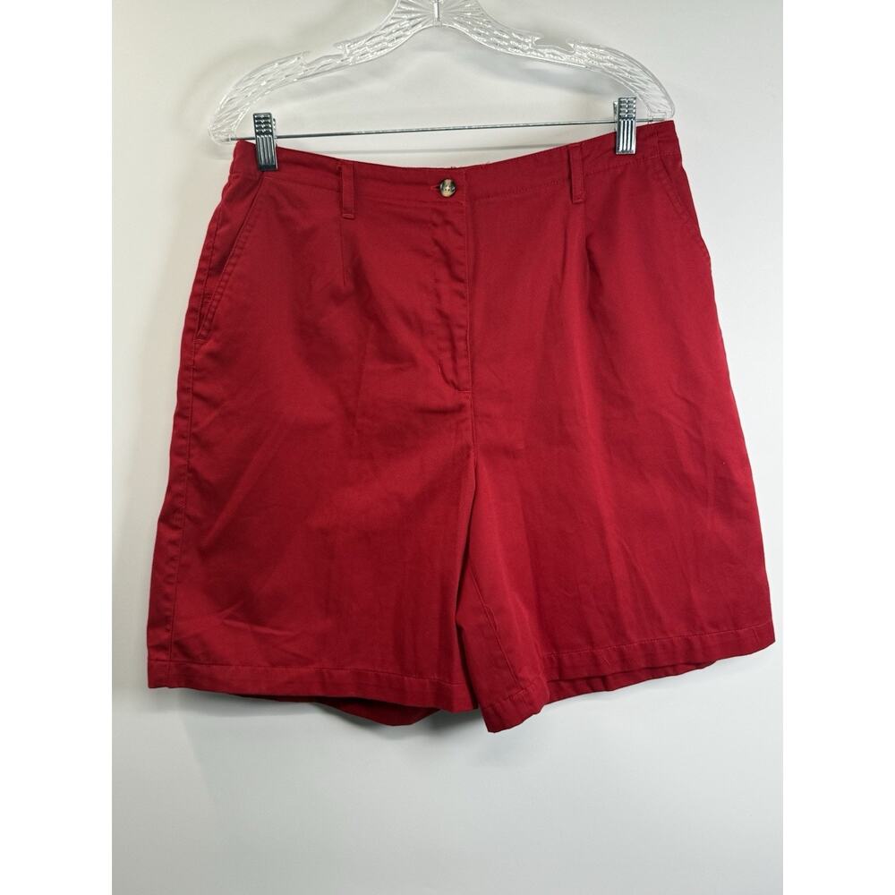 Karen Scott Womens Red Shorts Size 14 Side Elastic Waist Cotton Blend Casual